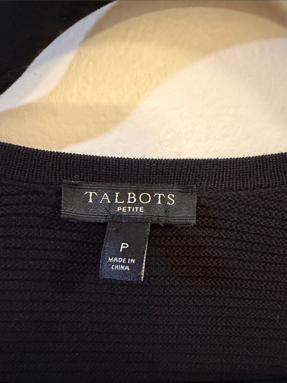 Talbots Navy Open-Front Ribbed Knit Cardigan - Picture 2 of 3